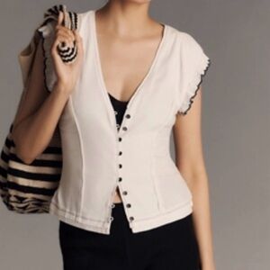 NWT Anthropologie Maeve White Ribbed Top | Medium